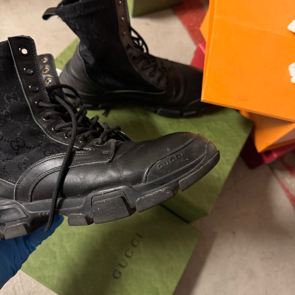 Gucci Black Lace-Up Boots - Picture 1 of 5